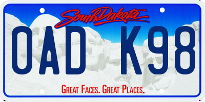 SD license plate 0ADK98