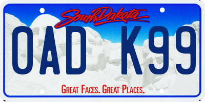 SD license plate 0ADK99