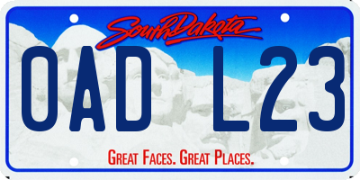 SD license plate 0ADL23