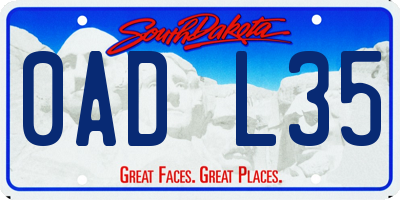 SD license plate 0ADL35