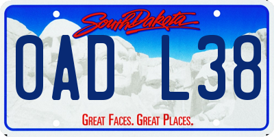 SD license plate 0ADL38