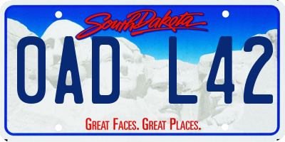 SD license plate 0ADL42