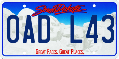 SD license plate 0ADL43