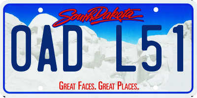 SD license plate 0ADL51