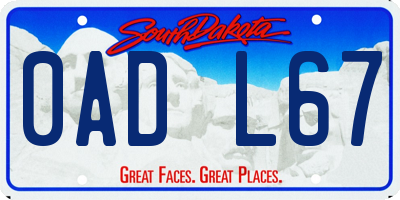 SD license plate 0ADL67