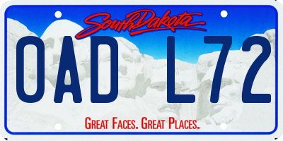 SD license plate 0ADL72