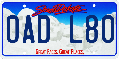 SD license plate 0ADL80