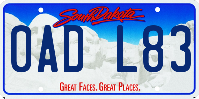 SD license plate 0ADL83