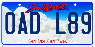 SD license plate 0ADL89