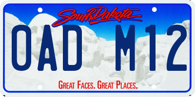 SD license plate 0ADM12