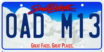 SD license plate 0ADM13