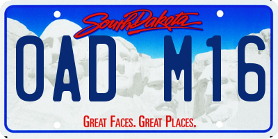 SD license plate 0ADM16