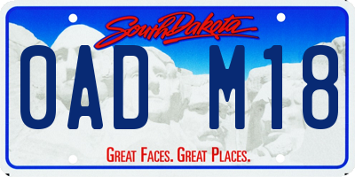 SD license plate 0ADM18