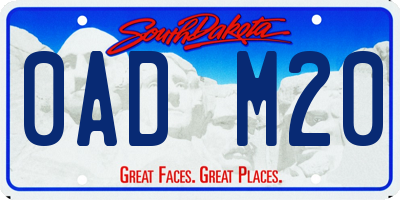 SD license plate 0ADM20