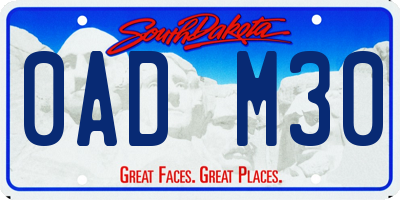 SD license plate 0ADM30