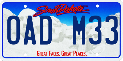 SD license plate 0ADM33