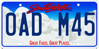 SD license plate 0ADM45