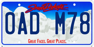 SD license plate 0ADM78