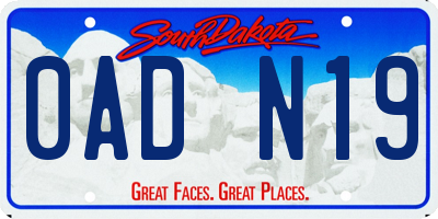 SD license plate 0ADN19