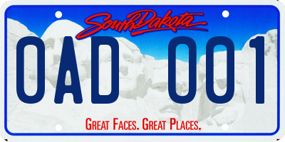 SD license plate 0ADO01