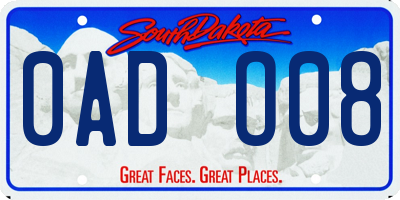 SD license plate 0ADO08