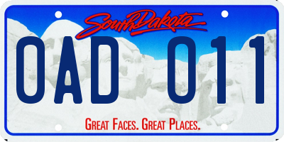 SD license plate 0ADO11