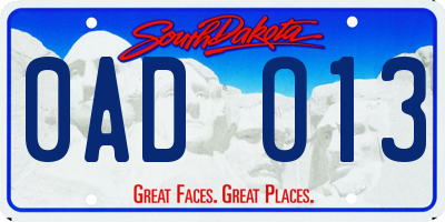 SD license plate 0ADO13