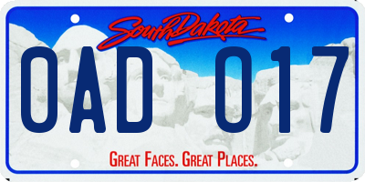 SD license plate 0ADO17