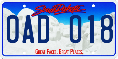 SD license plate 0ADO18