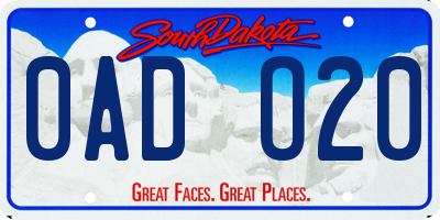 SD license plate 0ADO20