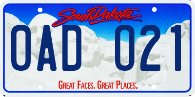 SD license plate 0ADO21