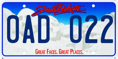 SD license plate 0ADO22