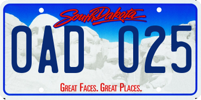 SD license plate 0ADO25