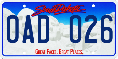 SD license plate 0ADO26