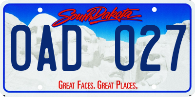 SD license plate 0ADO27