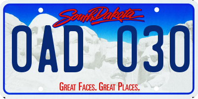 SD license plate 0ADO30