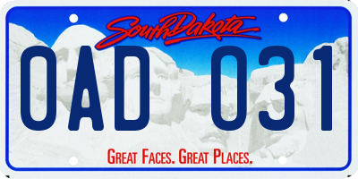 SD license plate 0ADO31