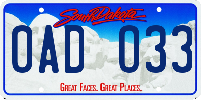 SD license plate 0ADO33