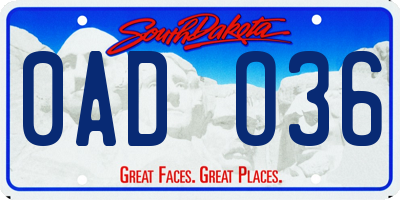 SD license plate 0ADO36