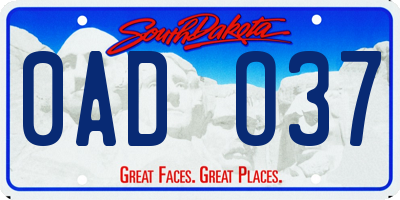 SD license plate 0ADO37