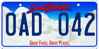 SD license plate 0ADO42