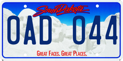 SD license plate 0ADO44