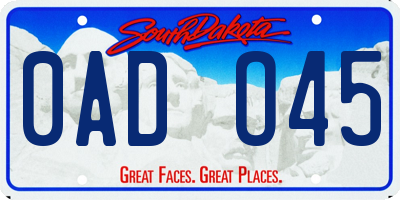 SD license plate 0ADO45