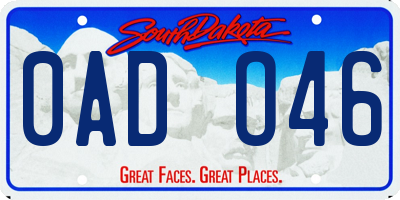 SD license plate 0ADO46