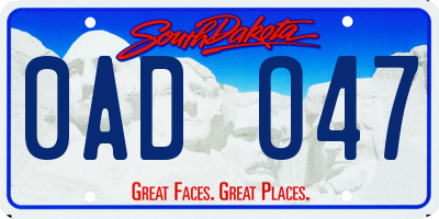 SD license plate 0ADO47