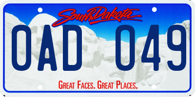 SD license plate 0ADO49