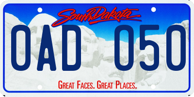 SD license plate 0ADO50