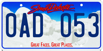 SD license plate 0ADO53