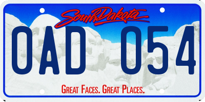 SD license plate 0ADO54