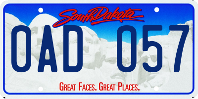 SD license plate 0ADO57